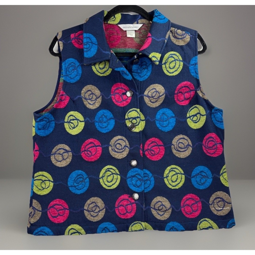 Christopher‎ & Banks Vest Women  Large Rainbow Circle Geometric Pattern Tapestry